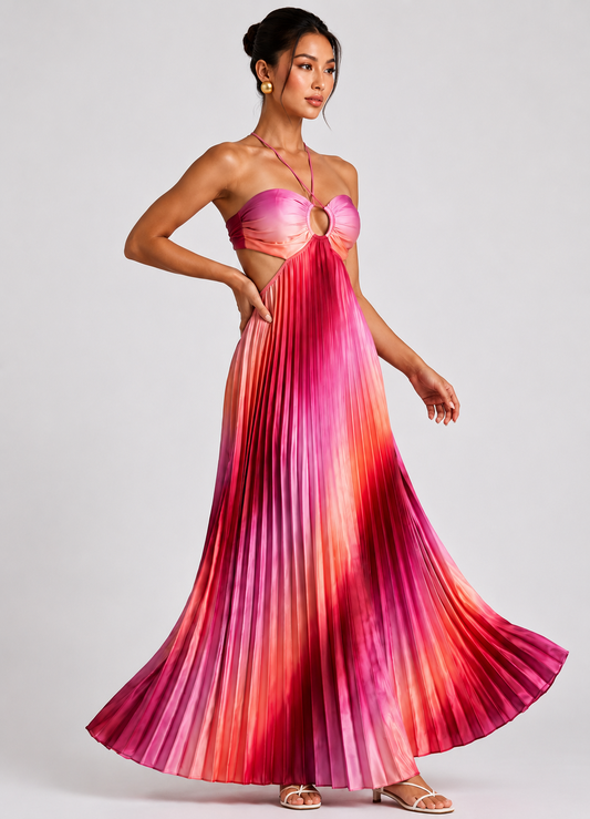 Golden Hour Pleated Maxi Dress